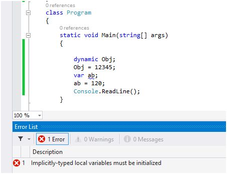 Need of Initialization